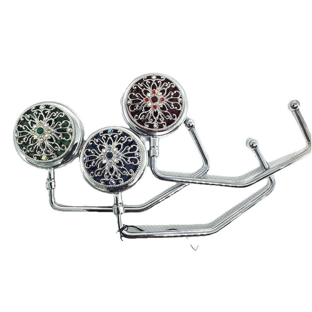 SPRING STREET JEWELED PURSE HOLDER 3PC SET BAG HOOK HANGER